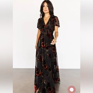 Baltic Born Black and Red Floral Maxi Dress